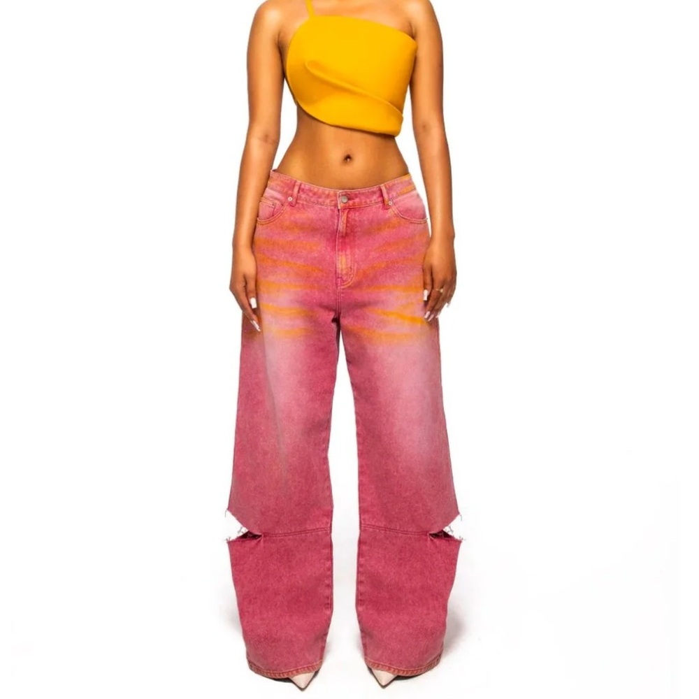Brand New Hanifa Aster Dusty Cedar Pink Jeans S